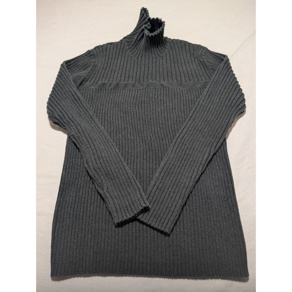 Aeropostale Mens Medium Dark Gray Ribbed Cotton Turtleneck Sweater Long Sleeve